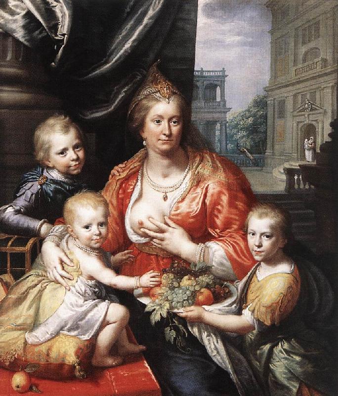 MOREELSE, Paulus Sophia Hedwig, Countess of Nassau Dietz, with her Three Sons sg oil painting image